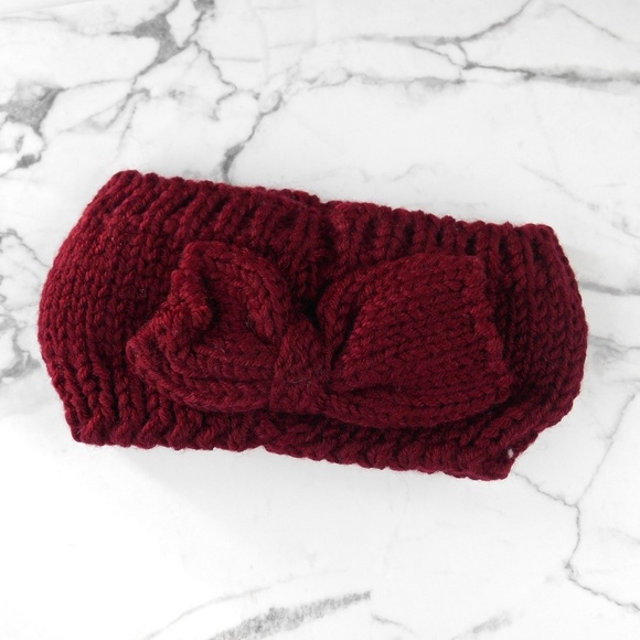 🆕️ Burgundy Knit Bow Headband - Picture 5 of 6